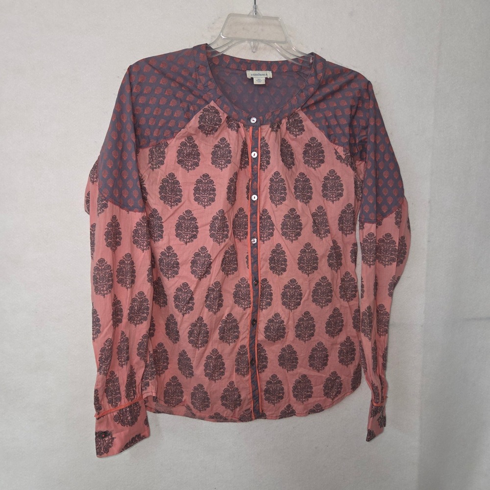 Sundance‎ Stories To Be Told Blouse Women's Pink Gray Floral Print Shirt XS